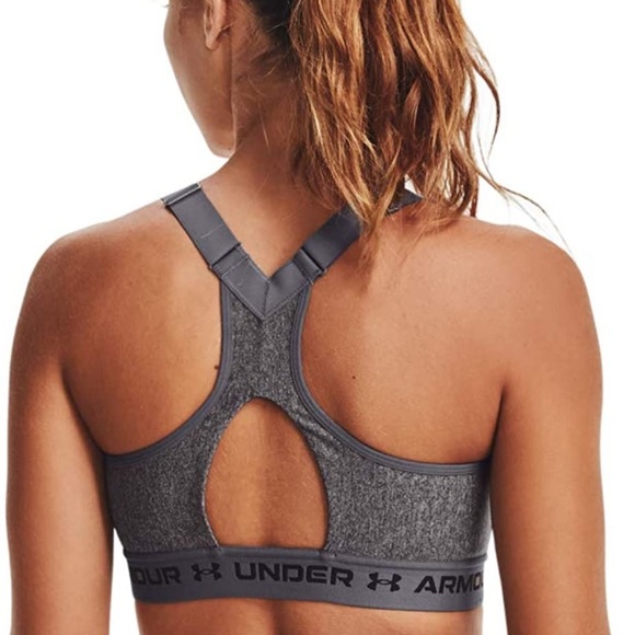 (1724) Under Armour Women's High Crossback Heather Zip Bra Gray NWT - Picture 8 of 8